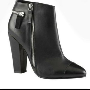 Aldo leather black pointy toe booties size…